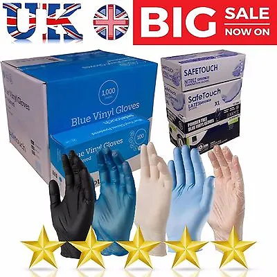 1000 Disposable Nitrile Vinyl Latex Powder Free Blue Clear Premium Work Gloves • £1.90