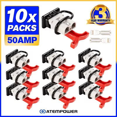 10x Anderson Style Plug Connectors 50 AMP T Handle Dust Cap Cover Solar • $27.95