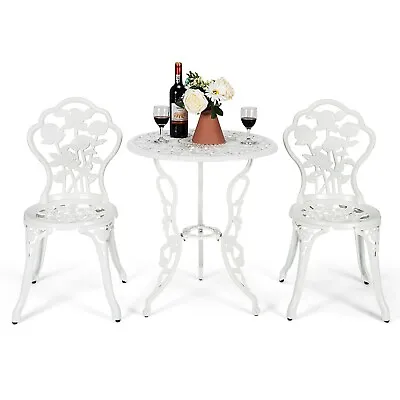 3Pcs Outdoor Garden Furniture Antique Bistro Table Chair Set Cast Cast Aluminum • £117.95