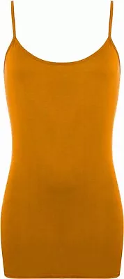 Womens Vest Tops Plus Size Strappy Tank Top Ladies Stretchy Cami Bodycon Jersey • £6.74