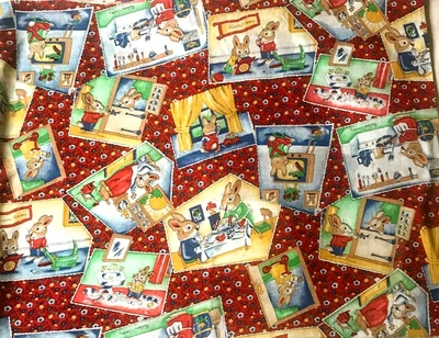 Vintage 60s/70s RARE Richard Scarry Cotton Fabric Cranston Print USA 45  X 68  • £4.99