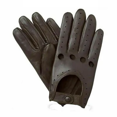 Luxe Touch - Black & Tan Men's Chauffeur Leather Gloves In Real Lambskin Sheep • $14.99