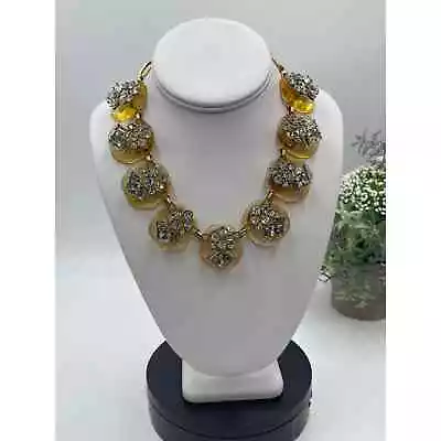 *J. Crew Vintage Jonquil Yellow Acrylic Crystal Rhinestone Statement Necklace • $65