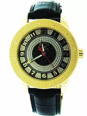 Techno Royale 50mm 12 Diamond Watch Gold Tone Case • $99.99