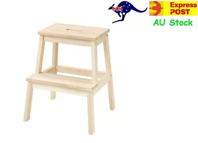 IKEA BEKV NATURAL Solid Aspen Wooden Step Stool Ladder Chair Garage • $55.99