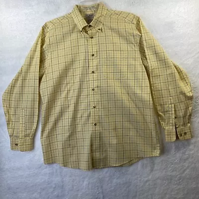 L. L. Bean Men's Size L-Reg Shirt Yellow Plaid Long Sleeve Button Down Casual • $12.97