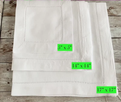 £24.15 • Buy 100% Cotton Hemstitch NAPKINS Dining / Tea / Cocktail Wedding Dinner Table Linen