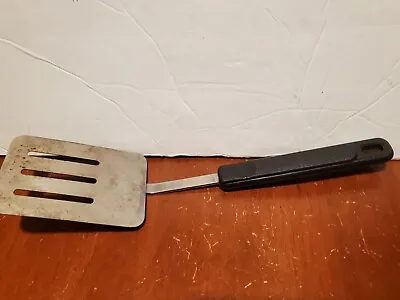 Vintage EKCO  Stainless Slotted 10.5  Short Spatula Black Plastic Nylon Handle • $17.40