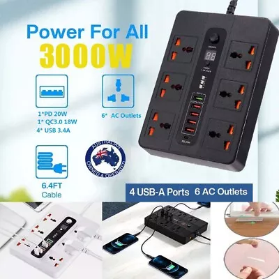 Surge Protector Australian Standard Power Board 6 Outlets 4 USB Or Socket Fixer • $9.49