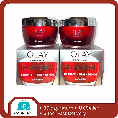 2 X Olay Regenerist Face Cream With Hyaluronic Acid 50 Ml (Damaged Box) • £19.99