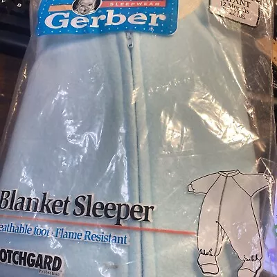 NIP VTG Gerber Toddler Light Blue Blanket Sleeper Footie Pajamas 12mo 19-22lbs • $12.99