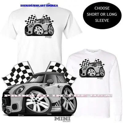Mini Cooper British Racing Flags Model DigiRods / Koolart Cartoon Car T Shirt • $22.95