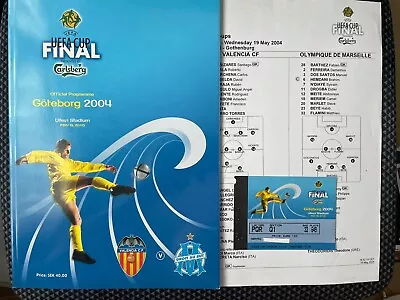 Valencia V Marseille 2004 UEFA Cup Final Programme/Teamsheet/Ticket • £15