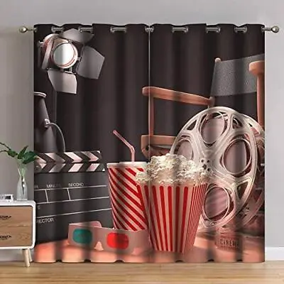Jekeno Movie Theater Blackout Curtains Movie Theater Theme Print Home Bedroom • $68.29