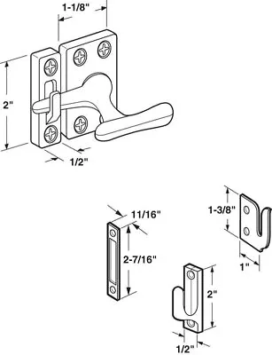 Prime-Line U 9936 Die Cast Stamped Steel White Casement Window Sash Lock 2 In. • $12.45