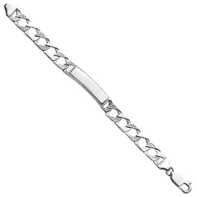 925 Sterling Silver Curb Cuban 8mm ID Identity Christening Baby Bracelet 10.4g • £49.50