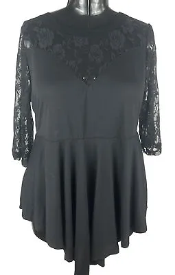 Emery Rose Plus Size Womens Black Lace Tops Loose Steampunk Gothic Blouse Sz 5X • $9.59