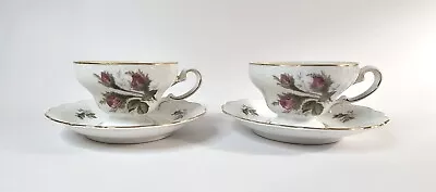 Pair Of Vintage Ohata China Tea Cups & Saucers Occupied Japan Elegant Roses • $42