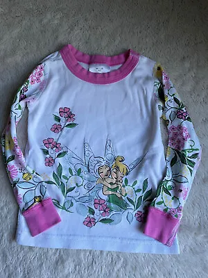 Hanna Andersson Disney Girls 90 US 3T Tinkerbell Pajamas Top Pink Floral Fairy • $9