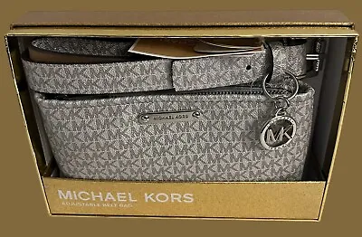 New MICHAEL KORS Belt Bag MK Logo Silver Tone Funny Bag Size (L/XL) • $63
