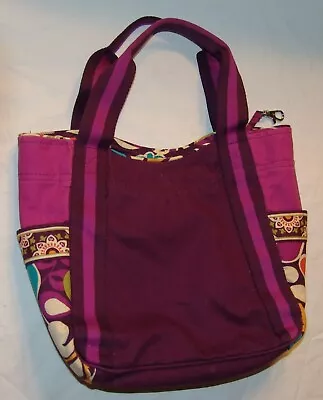 Vera Bradley Purple Plum Crazy Tote Purse Handbag Retired Retro Floral • $27.35