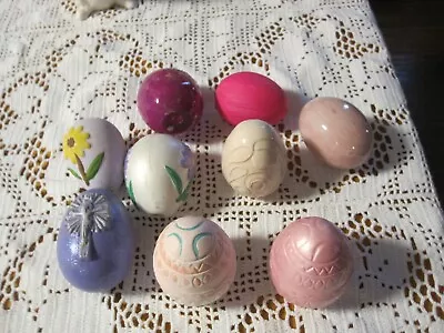 Vintage Lot Of 8 Handmade Ceramic Easter Eggs 70s • $12