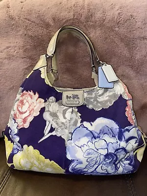 Coach Madison Maggie Navy Floral Tote Handbag M1220-23351 EUC • $110