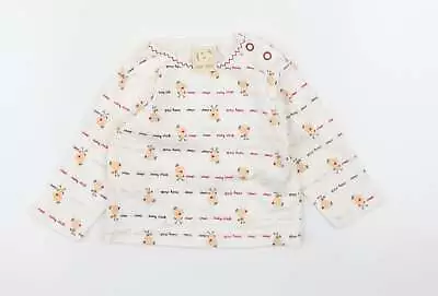 Zip Zap Baby White Cotton Basic T-Shirt Size 0-3 Months Round Neck • £5