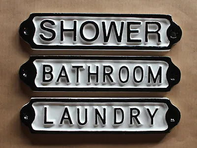£10.99 • Buy Laundry Bathroom Shower Vintage Cast Metal Door Signs Quality British Made Signs