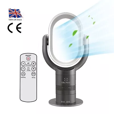 Oscillating Tower Fan  Remote Control Air Bladeless Fan  Air Cooling Table Fan • £79.90