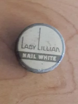 Vtg Art Deco Lady Lillian Nail White Tiny Tin Containing Product. • $22.95