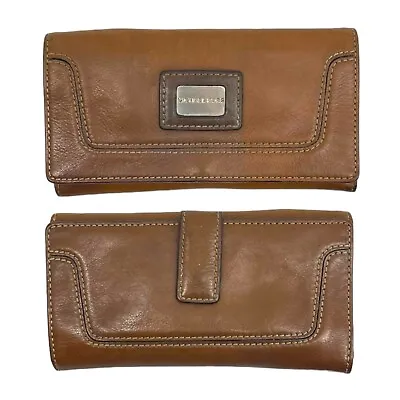 MICHAEL KORS Large Leather BROOKVILLE Trifold Wallet Full Sized Logo Snap Close • $35.99