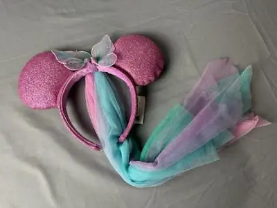 Disney Parks Mini Mouse Ears Pink & Purple Butterfly Glitter One Size Jl • $15.99