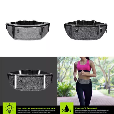 Unisex Waterproof Travel Reflective Stripe Running Belt Sport Waist Bum Bag • £4.69