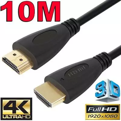 10m GOLD HDMI Cable V2.0 Ultra HD 4K 2160p 1080p 3D High Speed Ethernet ARC HEC • $19.99