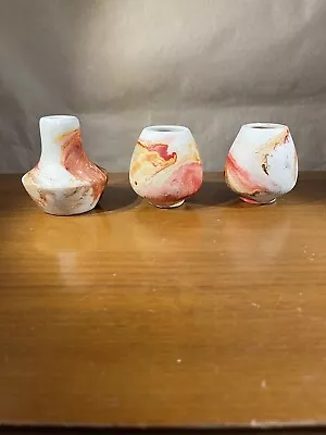 Lot Of 3 Vintage Nemadji Indian River Pottery Swirl Small Vases  USA • $22.50