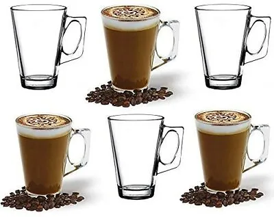 £7.95 • Buy 6 X Latte Coffee Glasses Cappuccino Lattes Tea Glass Cups Hot Drink Mugs Spoons