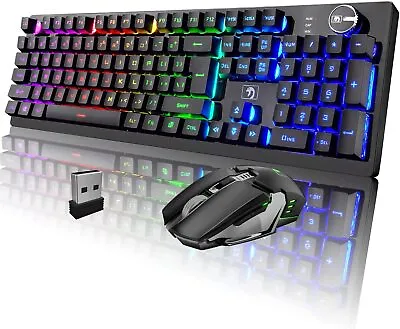 Wireless Gaming Keyboard And Mouse Set RGB Backlit Anti-ghosting For Windows PC • $60.99