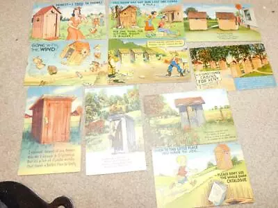 10 Different Vintage Outhouse Cards Used & Unused Some Wear • $12.95