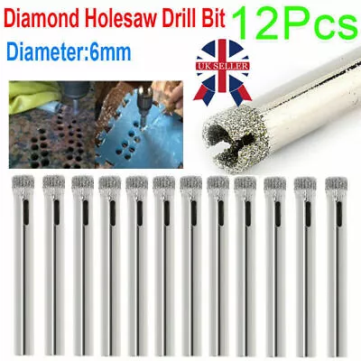 12Pcs 6mm Diamond Cutter Hole Saw Drill Bit Tools Set For Tile Ceramic Glass NEW • £3.55