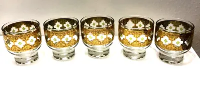 Vintage Culver Glass Barware Tumblers Valencia SET OF 5 Old Fashioned 3 1/4  T • $67.99