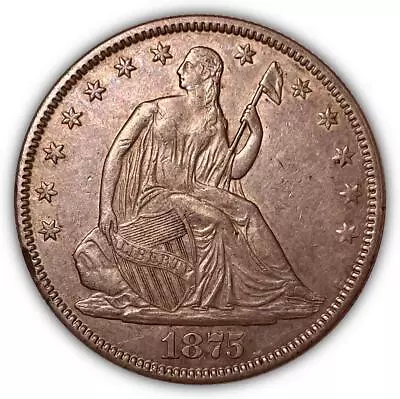 1875 Seated Liberty Half Dollar Almost Uncirculated AU Coin #5213 • $260