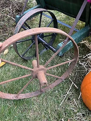 Vintage  ANTIQUE PRIMITIVE STEEL SPOKE WAGON WHEEL-BARROW • $31