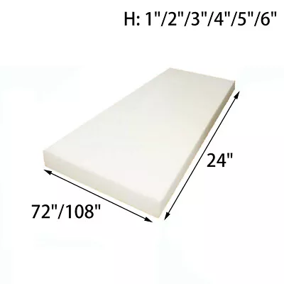 $34.98 • Buy High Density Upholstery Foam Seat Padding Cushion Replacement 24 X72  24 X108 