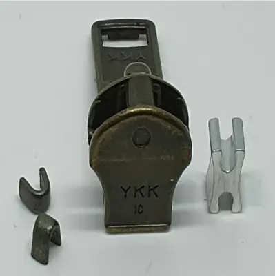 YKK ZIPPER SLIDER (Size 10) ANTIQUE FINISH WITH TOP/BOTTOM STOPPERS • £5.99