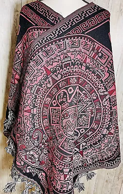 Mexican Reboso Shawl Artisan Wrap Cape Reboso Calendario Azteca • $40