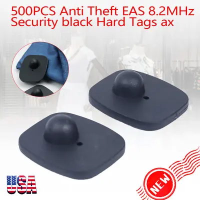 500PCS Hard Tag W/ Pins EAS Clothing Security Mini 8.2 MHZ Hard Anti Theft Black • $41.80