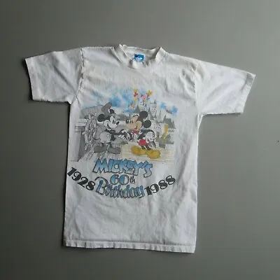 Vintage 80s Mickey Mouse 60th Birthday T SHIRT Disney Character USA XS • $40
