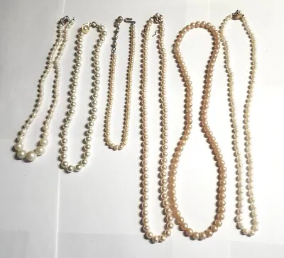 Vintage Lot Of 6 Pearl Necklaces Genuine 1950-60s • $119.99