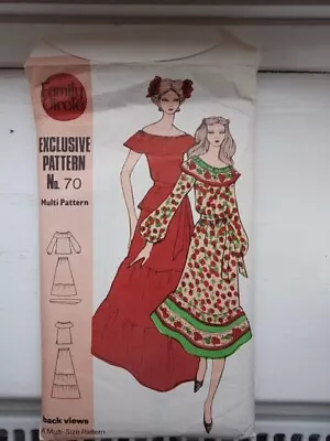 Vintage 1970's  Hippie Blouse Ruffled Skirt Maxi Sewing Pattern UNCUT  10-16 • £12.50